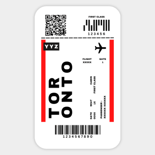 Toronto Boarding Pass Canada Destination Ticket Sticker